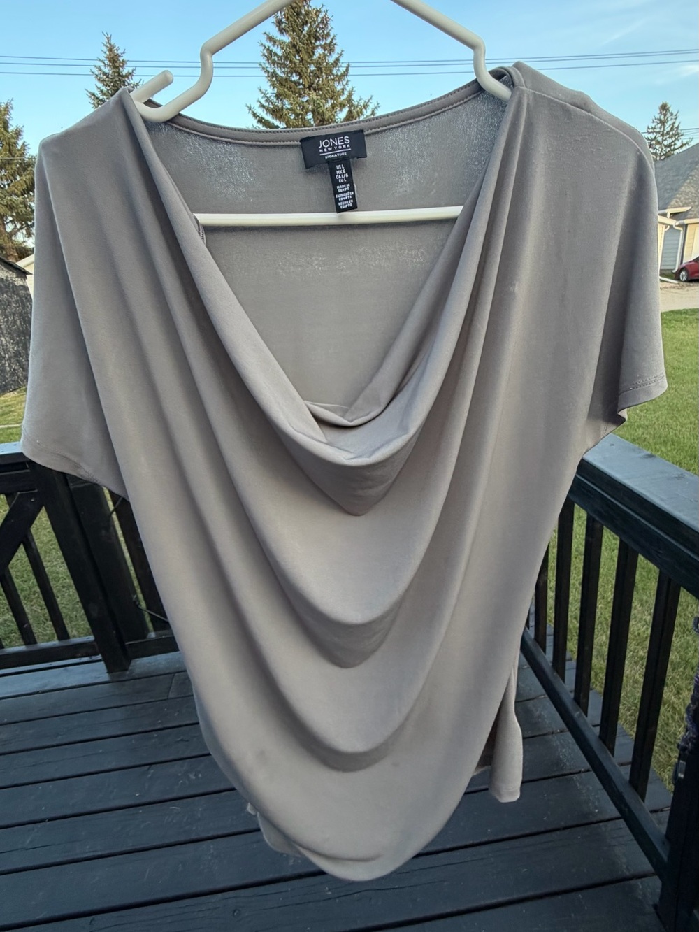 Jones New York Draped Cowl-Neck Short Sleeve Top